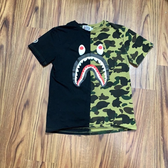 Abathing Ape Tops - A Bathing Bape Women Split TShirt Camo/Black (M)